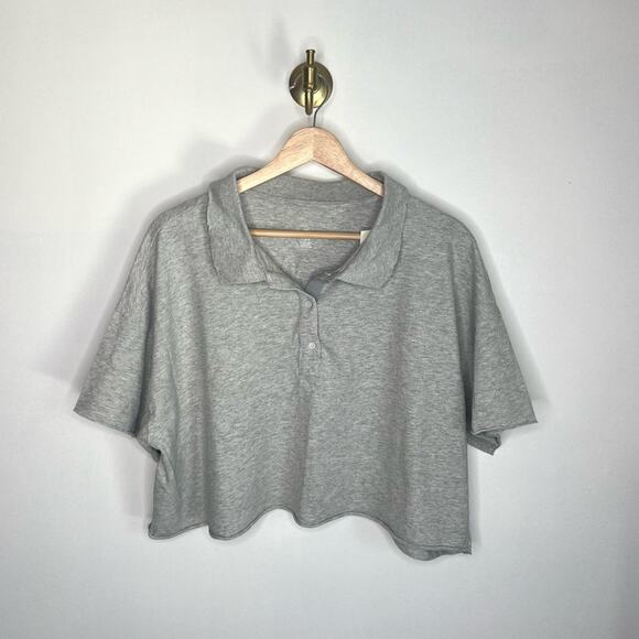 aerie Tops - OFFLINE Aerie Grey Cropped Polo Shirt